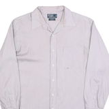 RALPH LAUREN Mens White & Pink Stripe Shirt L Classic Fit Cotton Long Sleeve