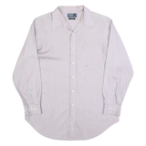 RALPH LAUREN Mens White & Pink Stripe Shirt L Classic Fit Cotton Long Sleeve