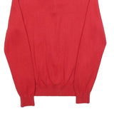 TOMMY HILFIGER Mens Red Plain Pullover V-Neck Basic Knit S Cotton Jumper