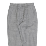 Womens Black White Checked Regular Fit Straight Trousers W30 L25 Zip Waistband