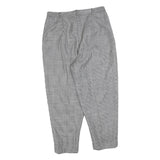 Womens Black White Checked Regular Fit Straight Trousers W30 L25 Zip Waistband