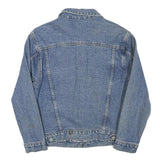 Womens Blue Denim Button Jacket S Cotton Blend Plain Classic Vintage Style