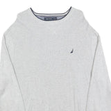 NAUTICA Mens Grey Cotton Blend Plain Jumper Crew Neck Basic Knit XL Casual