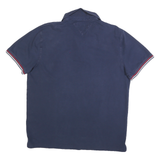 TOMMY HILFIGER Mens Navy Blue Cotton Blend Short Sleeve Polo Shirt M Classic Fit