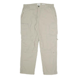 C&A Mens Relaxed Beige Polyester Blend Zip Cargo Trousers W36 L30 Outdoor