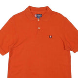 CHAPS Mens Orange Short Sleeve Plain M Cotton Blend Polo Shirt Casual Classic