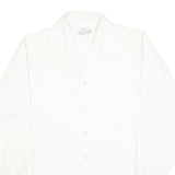 SEARS Mens White Plain Cotton Blend Shirt M Classic Style Button Closure