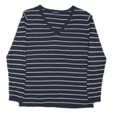 TOMMY HILFIGER Womens Navy Blue Plain V-Neck Basic Knit L Cotton Blend Jumper
