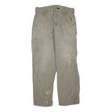CARHARTT Mens Regular Beige Cotton Blend Trousers W34 L32 Workwear Zip Closure