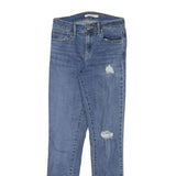 LEVI'S 721 Womens Jeans Blue Slim Skinny Denim Medium W26 L29 Distressed