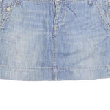 Womens Blue Cotton Blend Denim Mini Skirt Size M Casual Pockets Button