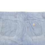 Womens Blue Cotton Blend Denim Mini Skirt Size M Casual Pockets Button