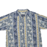 SUMMA Mens Blue & Beige Pattern Cotton Blend Shirt L Casual Summer Relaxed Fit