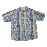 SUMMA Mens Blue & Beige Pattern Cotton Blend Shirt L Casual Summer Relaxed Fit