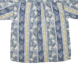 SUMMA Mens Blue & Beige Pattern Cotton Blend Shirt L Casual Summer Relaxed Fit
