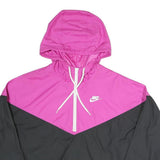 NIKE Womens Pink & Black Windbreaker Jacket M Polyester Blend Plain Zip Hooded