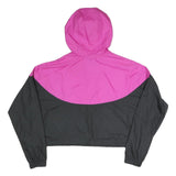 NIKE Womens Pink & Black Windbreaker Jacket M Polyester Blend Plain Zip Hooded