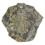 MOSSY OAK Mens Beige & Green Camo Shirt XL Outdoor Hunting Button-Down