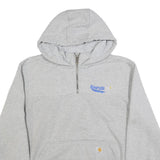 CARHARTT Mens Grey Hoodie L 1/4 Zip Pullover Cotton Blend Workwear
