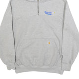 CARHARTT Mens Grey Hoodie L 1/4 Zip Pullover Cotton Blend Workwear