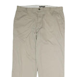 DOCKERS Mens Cotton Beige Regular Straight Trousers W38 L29 Classic Zip Front
