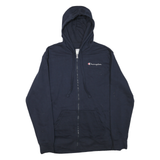 CHAMPION Mens Navy Full Zip Hoodie L Cotton Blend Casual Sportswear