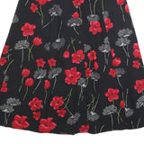 SAG HARBOR Womens Black Red Floral Button Midi Cotton Blend Skirt M Classic