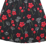 SAG HARBOR Womens Black Red Floral Button Midi Cotton Blend Skirt M Classic