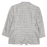 JOBIS Womens Grey Check Cotton Blend Classic Jacket M Button Closure Tailored