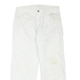 DICKIES Mens Regular Fit White Cotton Blend Trousers W34 L27 Workwear Casual
