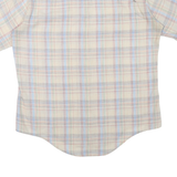 Mens White & Blue Check Cotton Blend Shirt XL Summer Casual Short Sleeve