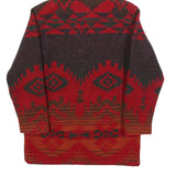 WOOLRICH Womens Red & Brown Geometric Hooded Zip Jacket S Woven Pattern Warm