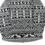 HELLY HANSEN Mens Black & White Patterned Zip Jacket M Polyester Blend Heritage