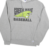 RUSSELL ATHLETIC Mens Grey Green Wave Baseball Pullover Hoodie XL Cotton Blend
