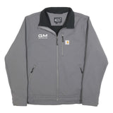 CARHARTT Mens Grey Workwear Jacket L Polyester Blend Zip Plain Construction