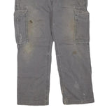 CARHARTT Mens Cotton Blend Grey Relaxed Fit Cargo Trousers W36 L27 Workwear