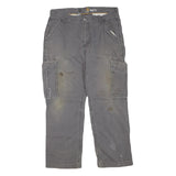 CARHARTT Mens Cotton Blend Grey Relaxed Fit Cargo Trousers W36 L27 Workwear