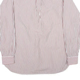 TOMMY HILFIGER Mens Red & White Striped Cotton Shirt M Button Down Collar
