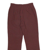 EXTRESA X Womens Red Regular Trousers W30 L32 Checked Print Zip Closure