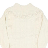 VANESSA COLLECTION Womens Cream Jumper Cable Knit Roll Neck Wool M Soft Warm