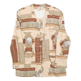 MISS MARILYN Womens Cream & Brown Wool Patterned Button Jacket M Wool