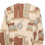 MISS MARILYN Womens Cream & Brown Wool Patterned Button Jacket M Wool