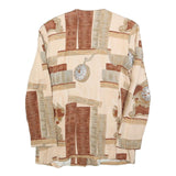 MISS MARILYN Womens Cream & Brown Wool Patterned Button Jacket M Wool