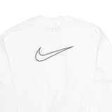 NIKE Mens White S Crew Neck Cotton Sweatshirt Pullover Sports Casual