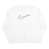 NIKE Mens White S Crew Neck Cotton Sweatshirt Pullover Sports Casual