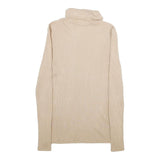 Womens Beige Plain High Neck Basic Knit Jumper XS Soft Lightweight Stylish