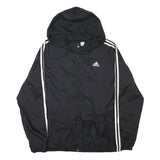 ADIDAS Mens Black Zip Hooded Track Jacket L Polyester Blend Plain Sportswear