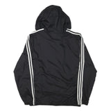 ADIDAS Mens Black Zip Hooded Track Jacket L Polyester Blend Plain Sportswear