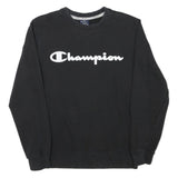 CHAMPION Mens Black Crew Neck S Sweatshirt Cotton Blend Logo Print