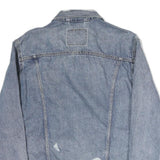 LEVI'S Mens Blue Denim Jacket L Cotton Distressed Button Closure Classic